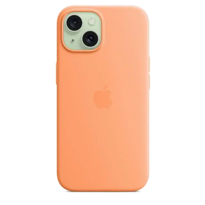 Apple MT0W3ZM/A iPhone 15 Silicone Case w MagSafe Orange Sorbet, 194253939450