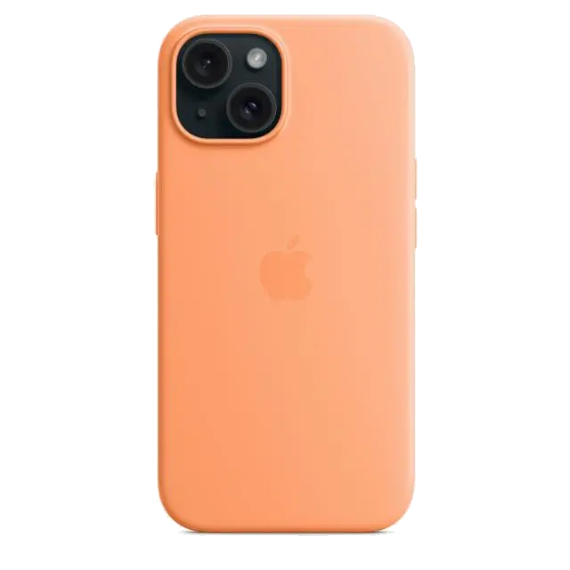 Apple MT0W3ZM/A iPhone 15 Silicone Case w MagSafe Orange Sorbet, 194253939450