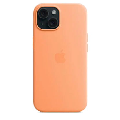 Apple MT0W3ZM/A iPhone 15 Silicone Case w MagSafe Orange Sorbet, 194253939450