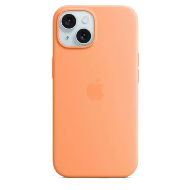 Apple MT0W3ZM/A iPhone 15 Silicone Case w MagSafe Orange Sorbet, 194253939450