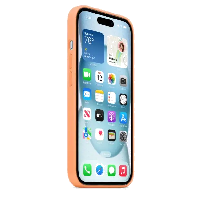 Apple MT0W3ZM/A iPhone 15 Silicone Case w MagSafe Orange Sorbet, 194253939450