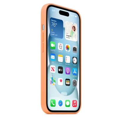 Apple MT0W3ZM/A iPhone 15 Silicone Case w MagSafe Orange Sorbet, 194253939450