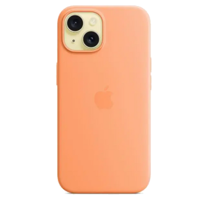 Apple MT0W3ZM/A iPhone 15 Silicone Case w MagSafe Orange Sorbet, 194253939450