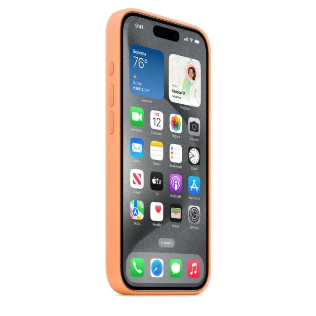 Apple MT1H3ZM/A iPhone 15 Pro Silicone Case w MagSafe Orange Sorbet, 194253939931