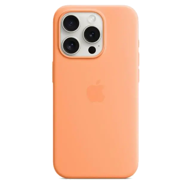 Apple MT1H3ZM/A iPhone 15 Pro Silicone Case w MagSafe Orange Sorbet, 194253939931