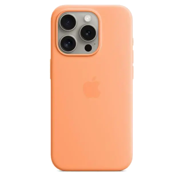 Apple MT1H3ZM/A iPhone 15 Pro Silicone Case w MagSafe Orange Sorbet, 194253939931