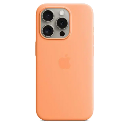 Apple MT1H3ZM/A iPhone 15 Pro Silicone Case w MagSafe Orange Sorbet, 194253939931