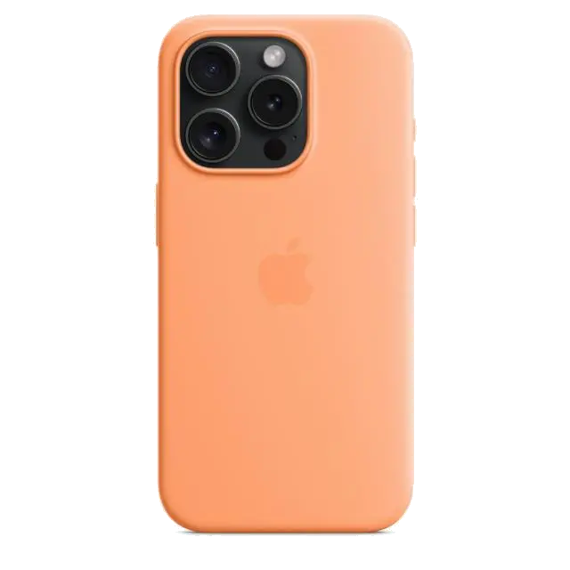 Apple MT1H3ZM/A iPhone 15 Pro Silicone Case w MagSafe Orange Sorbet, 194253939931