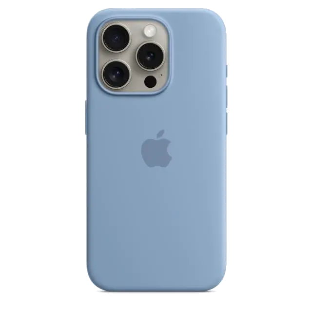 Apple MT1L3ZM/A iPhone 15 Pro Silicone Case w MagSafe Winter Blue, 194253939993