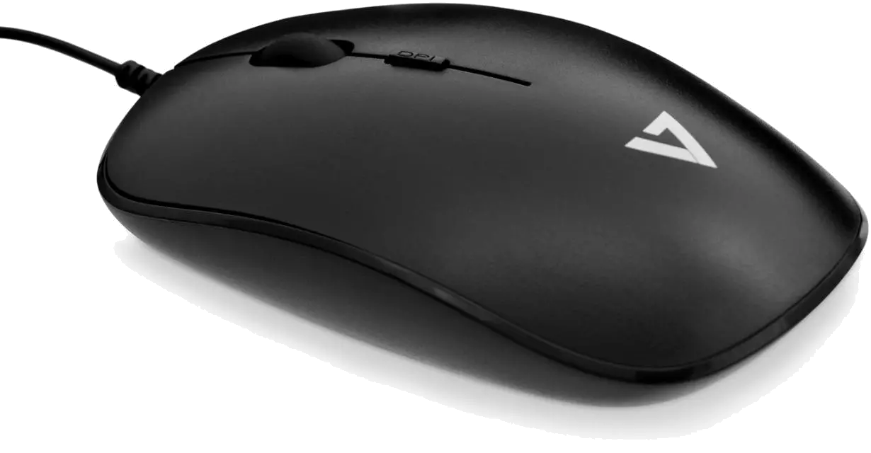 V7 MU200-1E Mouse optic cu fir, Low-Profile, 4 butoane, 1000-1600dpi, USB, negru, 662919097696