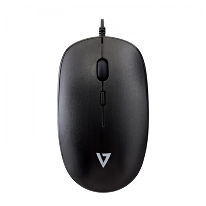 V7 MU200-1E Mouse optic cu fir, Low-Profile, 4 butoane, 1000-1600dpi, USB, negru, 662919097696