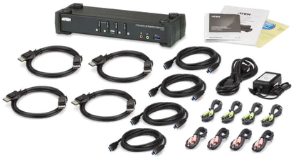 Aten CS1924-AT-G Switch KVMP CS1924 4-Port 4K DisplayPort, USB 3.0 (include cabluri), 4719264644771
