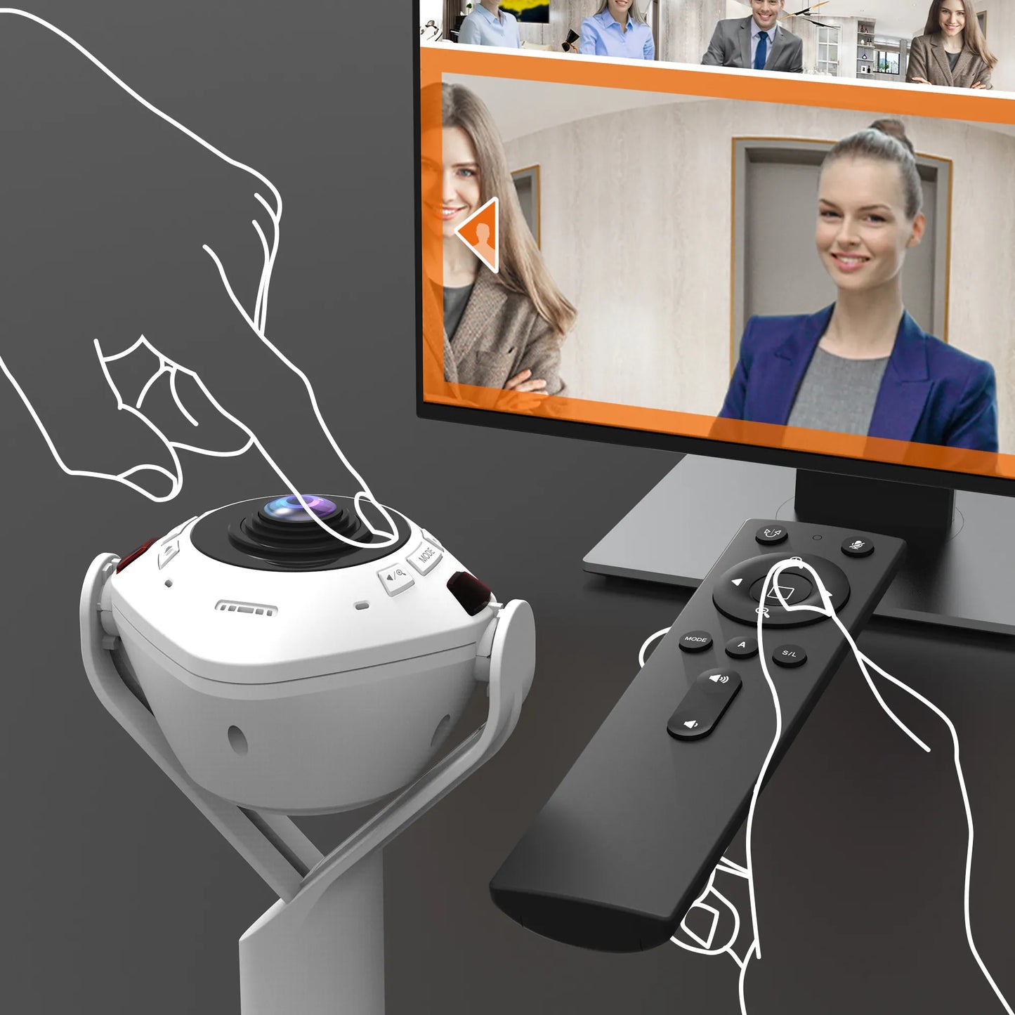 j5create JVU368-N 360 AI-Powered All Around Webcam with Speakerphone, 4712795086720