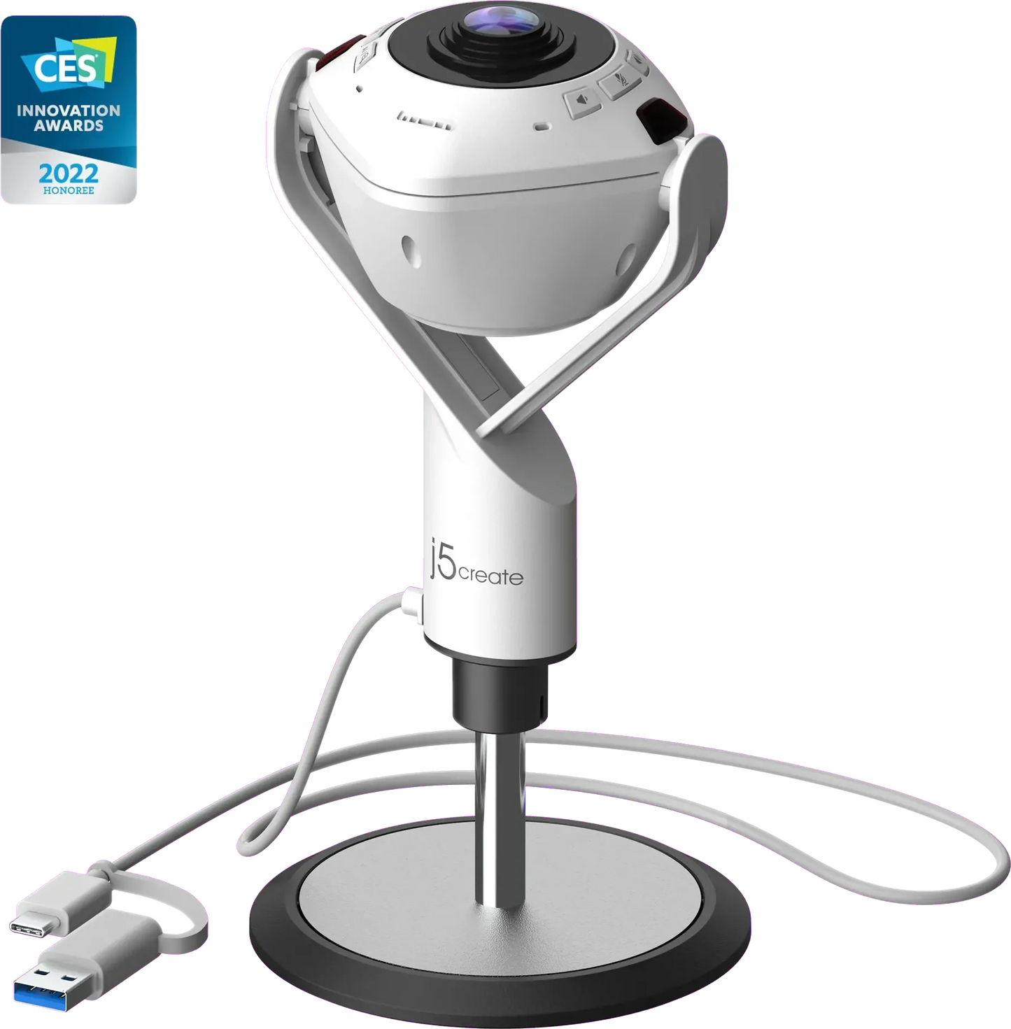 j5create JVU368-N 360 AI-Powered All Around Webcam with Speakerphone, 4712795086720