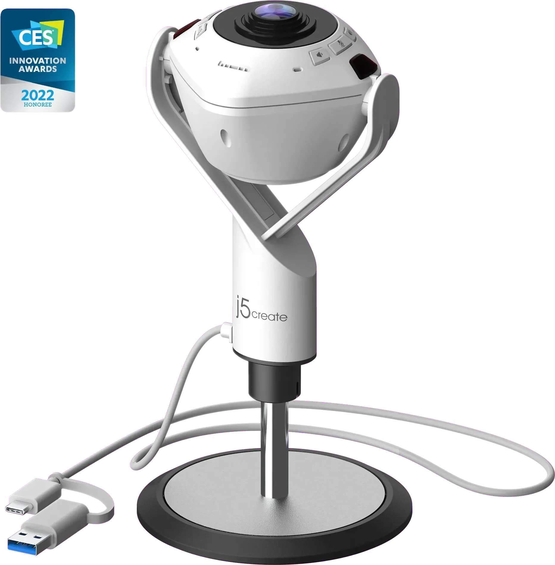 j5create JVU368-N 360 AI-Powered All Around Webcam with Speakerphone, 4712795086720