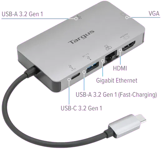 Targus DOCK419EUZ USB-C DP Alt Mode Single Video 4K HDMI/VGA Docking Station with 100W PD, 5051794030334