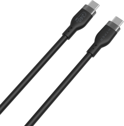 Targus HJ4002BKGL HyperJuice 240W Silicone USB-C to USB-C Cable (6ft/2m), Black, 6941921149536