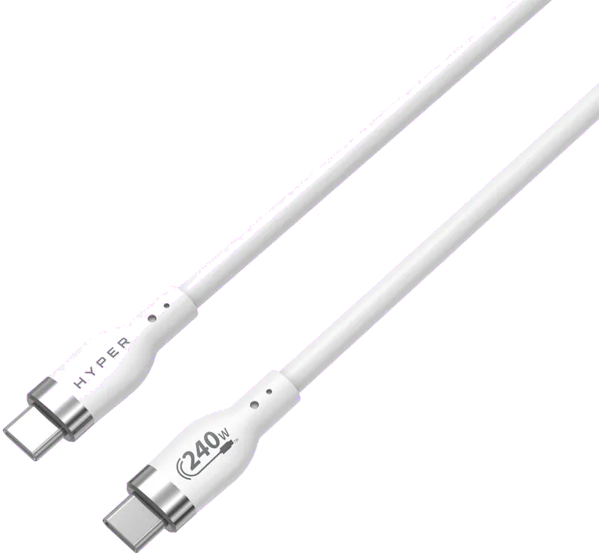Targus HJ4002WHGL HyperJuice 240W Silicone USB-C to USB-C Cable (6ft/2m), White, 6941921149543