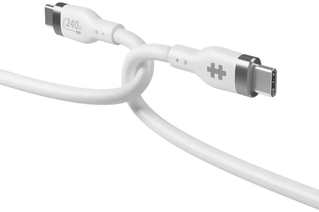 Targus HJ4002WHGL HyperJuice 240W Silicone USB-C to USB-C Cable (6ft/2m), White, 6941921149543
