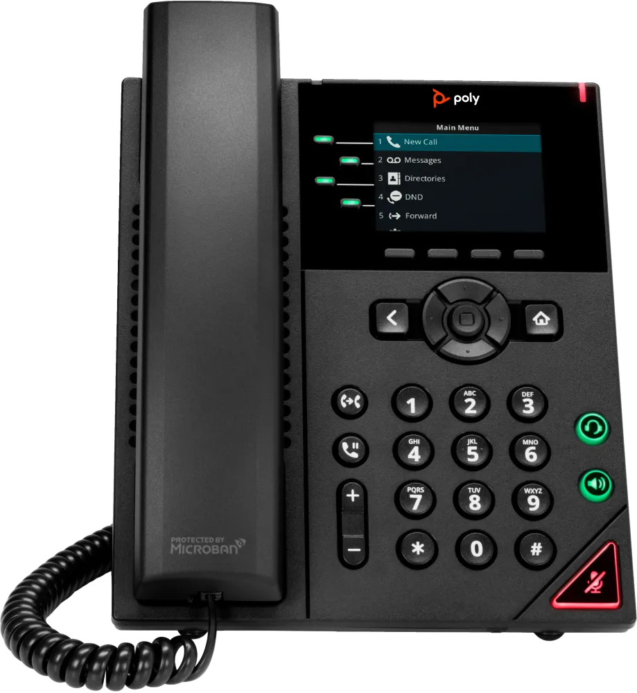 HP 89B64AA Poly VVX 250 4-Line IP Phone and PoE-enabled GSA/TAA