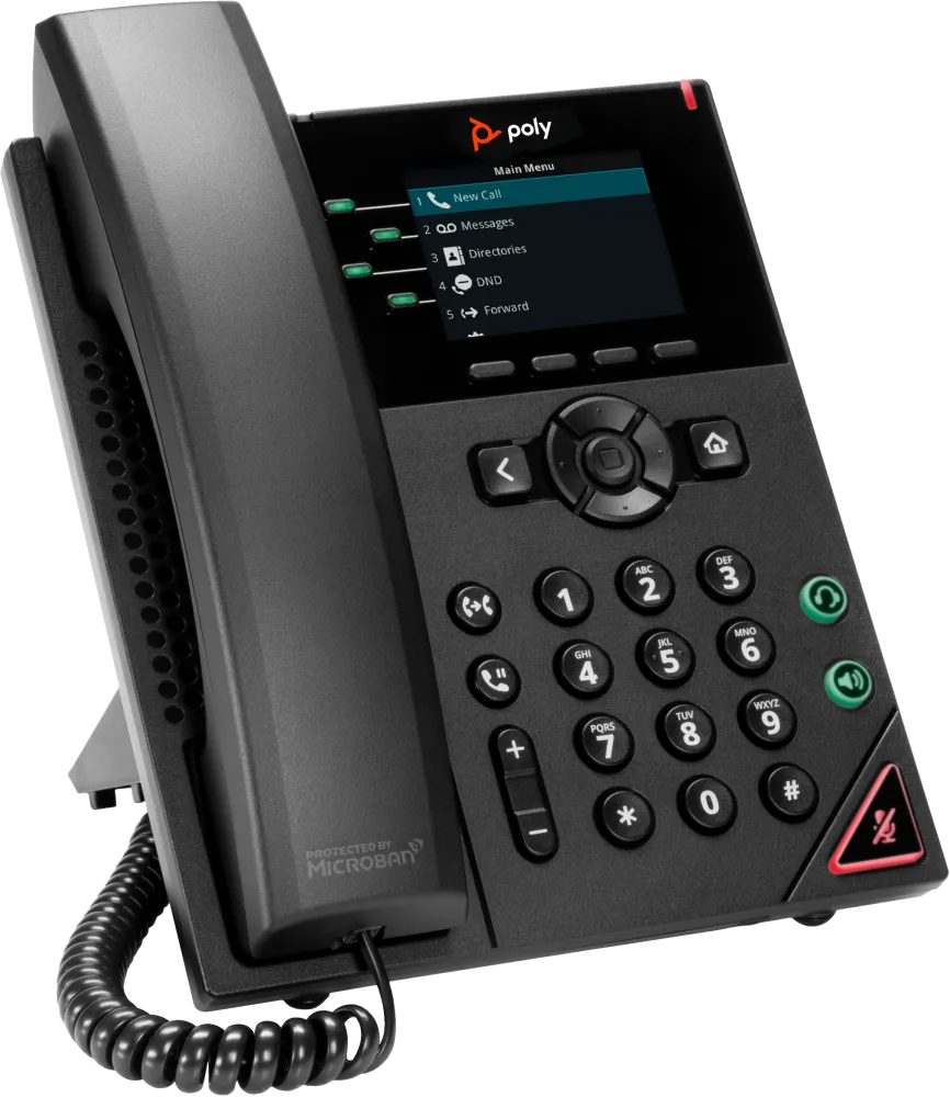 HP 89B64AA Poly VVX 250 4-Line IP Phone and PoE-enabled GSA/TAA