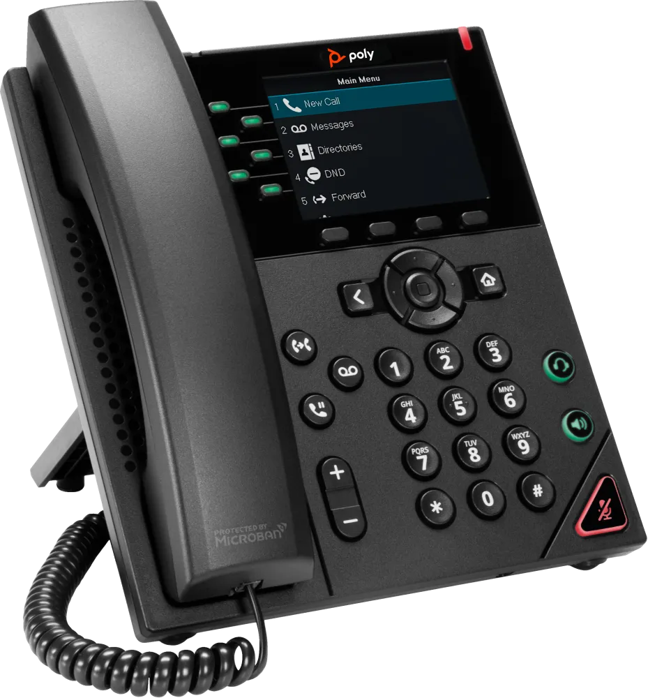 HP 89B71AA Poly VVX 350 6-Line IP Phone and PoE-enabled GSA/TAA