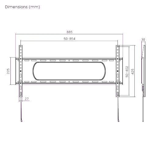 Serioux SRXA-TV73-48F TV73-48F Suport TV de perete fix pentru diplay-uri de 43-90inch max 80Kg, 5949494015099