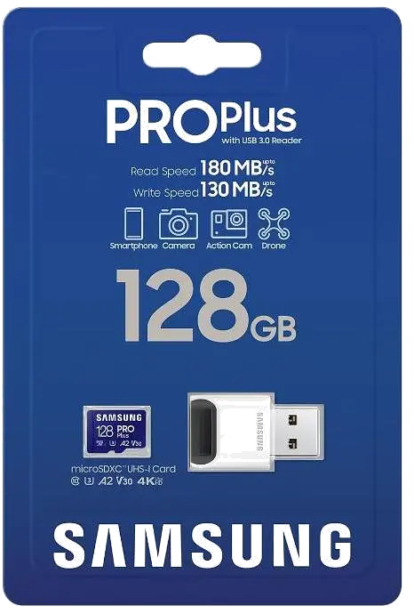 Samsung MB-MD128SB/WW MB-MD128SB/WW MicroSDHC PRO PLUS 128GB Class10/Grade 3 cu cititor de carduri, 8806094780710