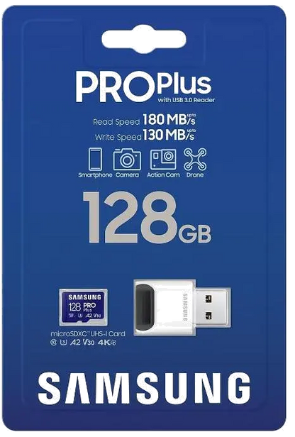 Samsung MB-MD128SB/WW MB-MD128SB/WW MicroSDHC PRO PLUS 128GB Class10/Grade 3 cu cititor de carduri, 8806094780710