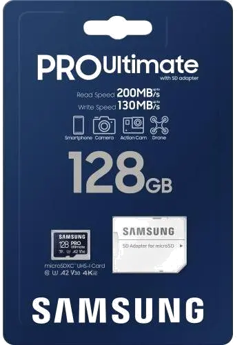 Samsung MB-MY128SA/WW MB-MY128SA/WW Micro Secure Digital Card Pro Ultimate 128GB Clasa 10 pana la 200MB/S cu adaptor, 8806094957174