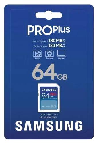 Samsung MB-SD64S/EU MB-SD256S/EU Micro Secure Digital Card PRO Plus 64GB Clasa U1 V10 pana la 120MB/S, 8806094785821