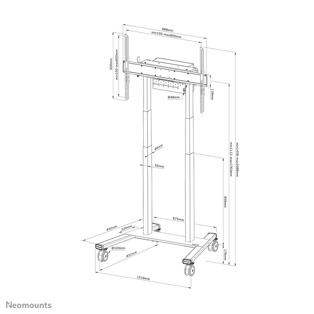 Neomounts FL55-875WH1 Neomounts NM NWS Stand mobil motorizat 37"-100" wh 8717371449728