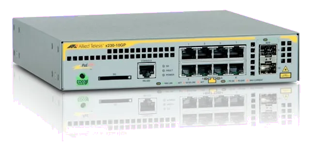 Allied Telesis AT-X230-10GP-50 AT-x230-10GP-50 L2+ managed switch, 8 x 10/100/1000Mbps POE+ ports, 2 x SFP, 767035202020