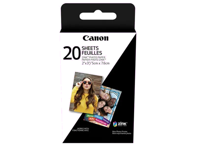 Canon 3214C002 Hartie foto ZINK pentru Zoemini, 5x7.6 cm, 20 bucati per cutie, 4549292131352