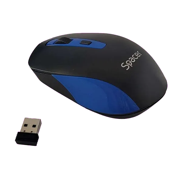 Spacer SPMO-WS01-BKBL MOUSE PC /NB wireless 2.4GHz optic 1600 dpi butoane/scroll 4/1 negru cu albastru, 5949046612257