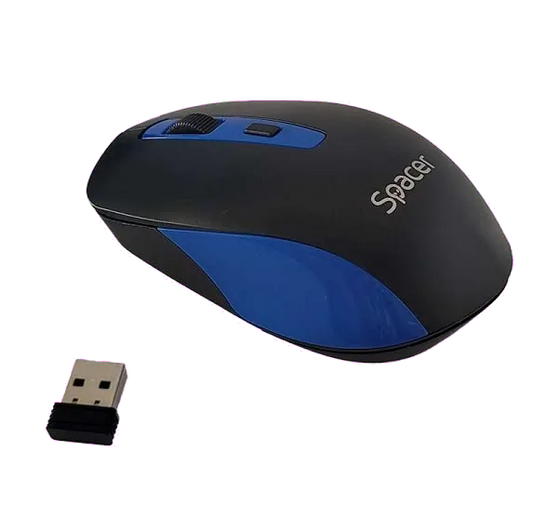 Spacer SPMO-WS01-BKBL MOUSE PC /NB wireless 2.4GHz optic 1600 dpi butoane/scroll 4/1 negru cu albastru, 5949046612257