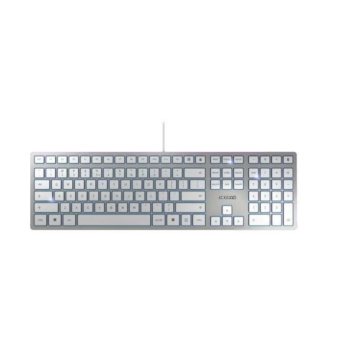 Cherry JK-1600EU-1 KC 6000 Slim Tastatură cu fir, USB, US Intl, Euro Symbol Layout, argintie, 4025112088636