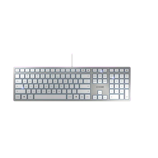 Cherry JK-1600EU-1 KC 6000 Slim Tastatură cu fir, USB, US Intl, Euro Symbol Layout, argintie, 4025112088636