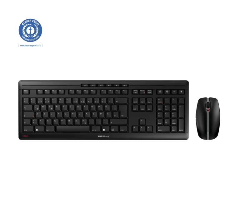 Cherry JD-8560DE-2 Stream Desktop Recharge Kit tastatura si Mouse, fara fir, DE (Germania) Layout, Negru, 4025112095108