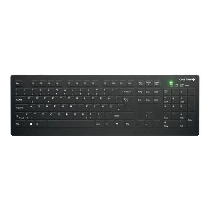 Cherry AK-C8112-FUS-B/DE AK-C8112 WL Tastatură medicală dezinfectabilă, fără fir, DE/German Layout,Neagră, 7061111072433