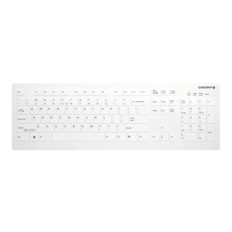 Cherry AK-C8112-FUS-W/EU AK-C8112 WL Tastatură medicală dezinfectabilă, fără fir, US Intl Layout, Albă, 7061118541475