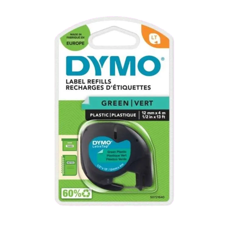 DYMO S0721640 DY91204 Banda Letratag 12mm x 4m Verde / Negru, 5411313912044