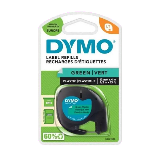 DYMO S0721640 DY91204 Banda Letratag 12mm x 4m Verde / Negru, 5411313912044