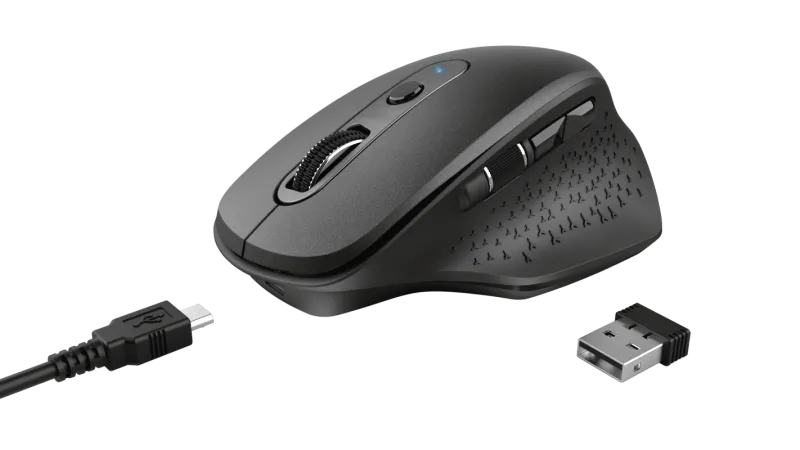 Trust 23812 Ozaa Rechargeable Wireless Mouse black 2.4Ghz silent max 2400 DPI, 8713439238129