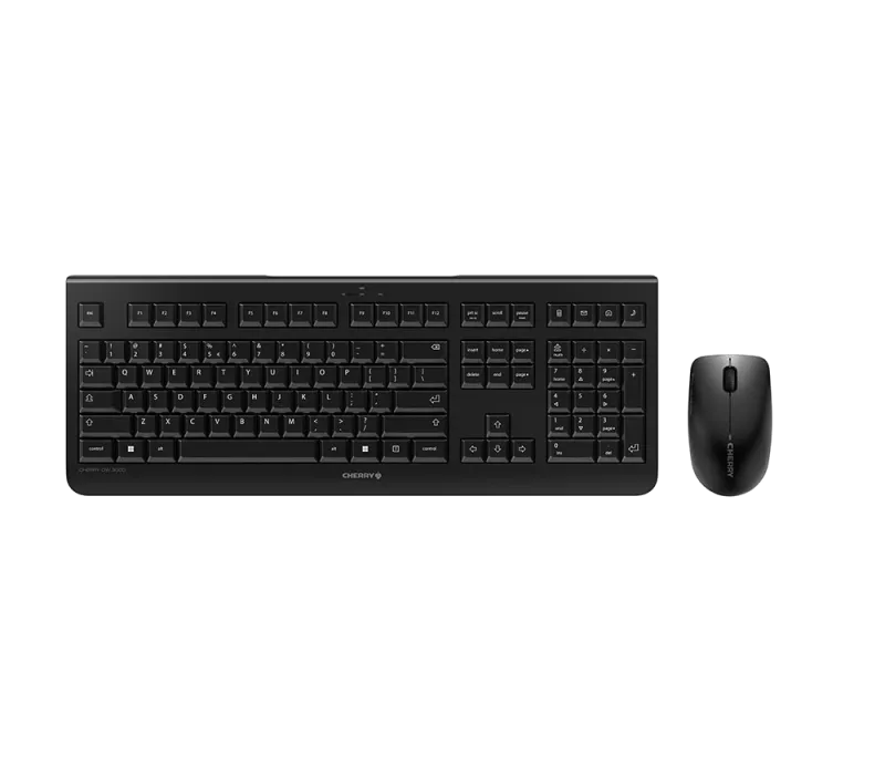 Cherry JD-0710EU-2 DW 3000 Kit tastatura si mouse, fara fir, US Intl, Euro Symbol Layout, Negru, 4025112088438