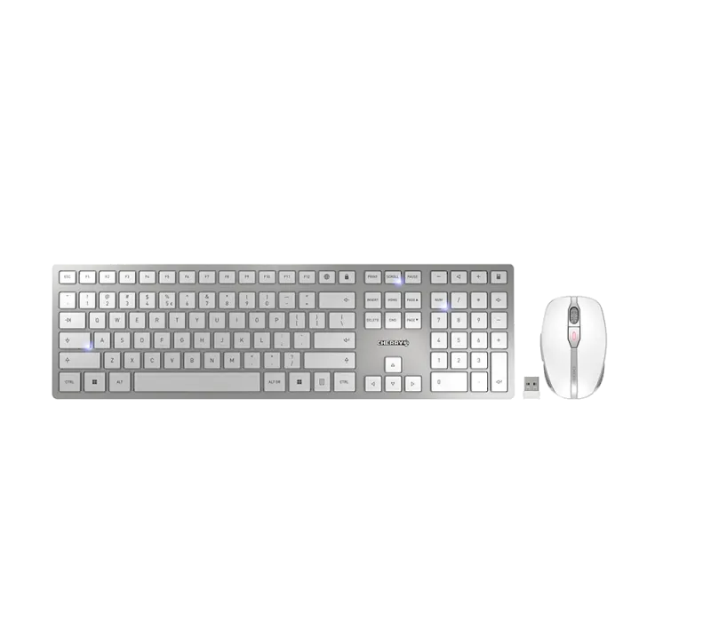 Cherry JD-9100EU-1 DW 9100 SLIM Kit tastatură si mouse, fără fir, US Intl + Euro Layout, Gri, 4025112095382