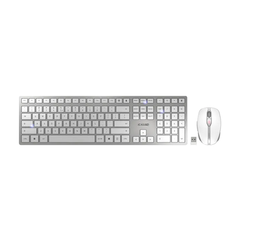 Cherry JD-9100EU-1 DW 9100 SLIM Kit tastatură si mouse, fără fir, US Intl + Euro Layout, Gri, 4025112095382