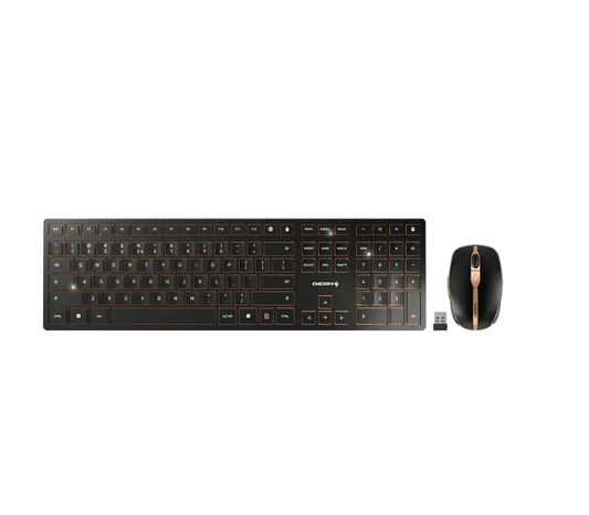 Cherry JD-9100EU-2 DW 9100 SLIM Kit tastatură si mouse, fără fir, US Intl + Euro Layout, Negru, 4025112095399