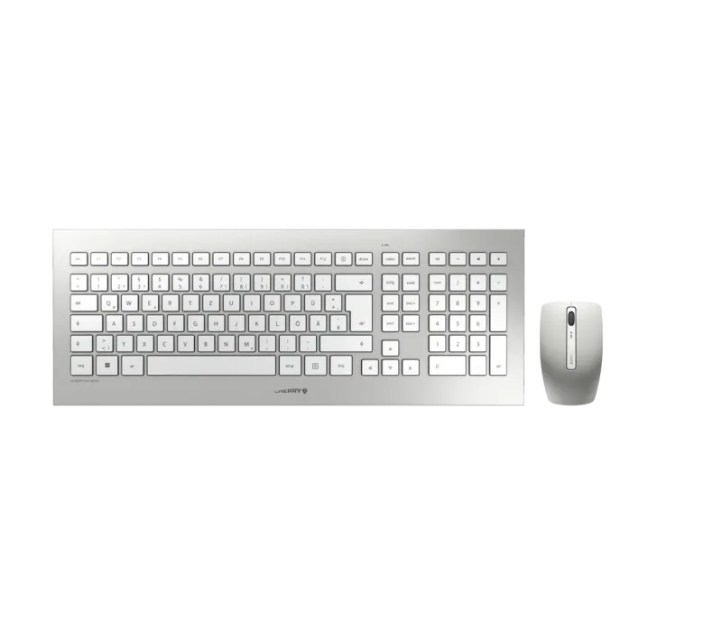 Cherry JD-0310EU DW 800 Kit tastatura si mouse, fara fir, US Intl, Euro Symbol Layout, Gri, 4025112087486