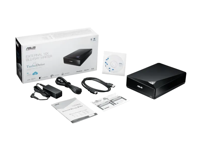 Asus BW-16D1H-U PRO/BLK/G BW-16D1H-U PRO Blu-ray writer extern USB 3.0 16X ERO Backitup E-Media, 4716659921622